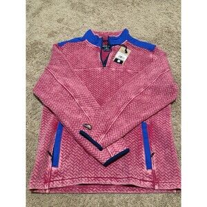 Chubbies The Let Me Pink Blue 1/4 Zip Quilted Jacket Fleece Mens Large Nwt